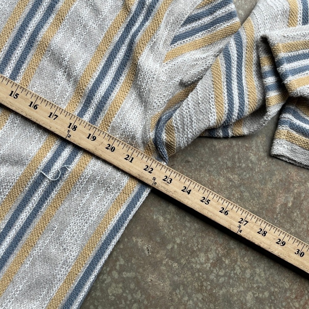 Faherty Mens Striped Baja Hoodie Cotton Knit Pullover Grey Blue MKF2032 XL - Picture 8 of 10